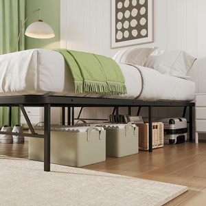 Heavy Duty Foldable Black <strong>Bed</strong> Frame 14 Inches High No Box Spring Needed Sturdy Steel Platform <strong>Bed</strong> <strong>Underbed</strong> Storage Full Size <strong>Bed</strong> - Product Image 5