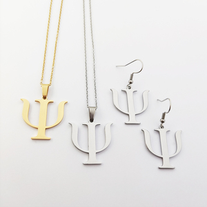 Psychologie Pendentif Boucles D'oreilles 18K Plaqué Or En Acier Inoxydable Psi Psychic Symbole Boucles D'oreilles Psychiatre Boucles D'oreilles Psychologue Cadeau - Product Image 6