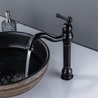 Robinet de lavabo de salle de bain haute capacité, rotatif à 360° °   Robinet mélangeur de lavabo classique rétro pour salle de bain, laiton antique