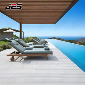 Chaise longue de <span class=keywords><strong>piscine</strong></span> extérieure de restaurant en teck massif inclinable réglable avec coussin pour terrasse de <span class=keywords><strong>piscine</strong></span> - Product Image 3