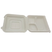 Boîtes de vaisselle jetables biodégradables en amidon de maïs à 3 compartiments de 9 pouces, robustes, pour le camping et les plats à emporter