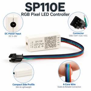 Controlador LED LPD8806 SP110E, Aplicación LED Hue, 15 Tipos de IC, Amplio Rango de Voltaje DC 5-24V, 1024 Píxeles para Tira de Píxeles RGB - Product Image 1