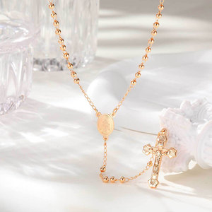 Collar de cuentas de moda chapado en oro PVD de 14K y 18K, de acero inoxidable 316L personalizado, joyería fina, collares, rosario de fe para mujer - Product Image 4