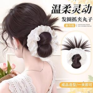 Low Bun Wig For Women Real Human Hair Loose Natural Look With <b>Clips</b> Henan Origin Hand Knitted High Temperature Wire - Product Image 3