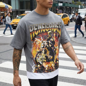 Camiseta de Motociclista Vintage con Gráfico Desgastado, Estilo Rock y Metal, para Hombre, con Estampado RENEGADES, Estilo Urbano, con Dobladillo en Capas - Product Image 4