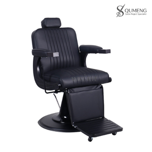 Fauteuil de barbier QUMENG tout noir, robuste, pivotant à 360° °   Inclinaison manuelle pivotante |   Repose-pieds en acier inoxydable pour nouvelle ouverture - Product Image 6