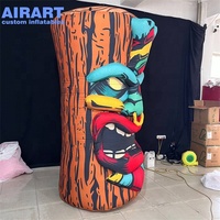 Masque en bois gonflable décoratif sur mesure pour événements et fêtes, ornements de ballons gonflables en forme de pilier en bois