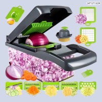 Coupe-légumes manuel multifonctionnel, hachoir à légumes, manche en bois, outil de cuisine domestique, gadget de cuisine chinois