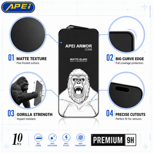 Protector de Pantalla de Vidrio Mate APEI ARMOR PLUS AG 9H Antihuellas, Antideslumbrante, Antiestático, Antiexplosión, Película de Vidrio Templado - Product Image 3