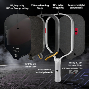 LABS Widebody Boom <strong>Stick</strong> Boomstick Core T700 Raw Carbon Fiber Texture Elongated 16mm Pickleball Paddle - Product Image 5