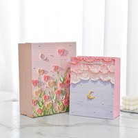 Wenchuang kotak hadiah lukisan minyak segar folder kosong untuk siswa ulang tahun disertai hadiah dengan penanganan cetak Vanishing