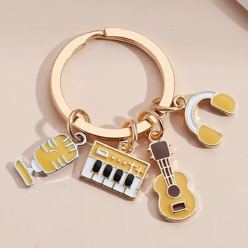 Metal Keychain Música DJ Notas Guitar Key Ring Chain Bar Presente de Lembrança Para Mulheres Homens Handbag Acessórios Car Hanging Jewelry