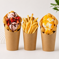 Gobelets à collation en papier kraft personnalisés en gros, design incliné, porte-frites, emballage alimentaire jetable à emporter, logo imprimé