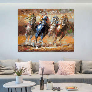 <span class=keywords><strong>Peinture</strong></span> sur toile <span class=keywords><strong>Cheval</strong></span> et cavalier <span class=keywords><strong>Peinture</strong></span> par numéros Peint à la main Décoration intérieure <span class=keywords><strong>Peinture</strong></span> à l'huile par numéros Art mural moderne Cadeau fait main - Product Image 4