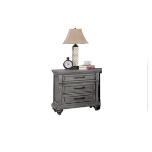Table de chevet contemporaine en chêne gris avec rangement, placage chêne, meuble de chambre à coucher - Product Image 5