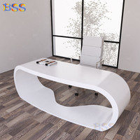 Idée de Table de bureau de petit espace Table de chef de direction blanche moderne avec chaises Table de bureau de médecin de bureau dentaire blanc brillant