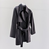 Manteau trench en cuir d'agneau de qualité supérieure pour femme, coupe ample, double boutonnage, revers larges, ceinture, poches originales