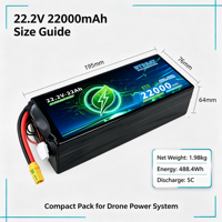 Baterai Drone UN38.3 Densitas Energi Tinggi 270Wh/kg 6S 22.2V 22000mAh 5C Paket Baterai UAV Semi-solid