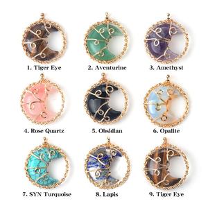 Collier Pendentif Lune Enveloppée en <span class=keywords><strong>Pierre</strong></span> Naturelle de Guérison, Bijou Tendance en Cristal, Idéal Cadeau pour Femme - Vente Flash - Product Image 3