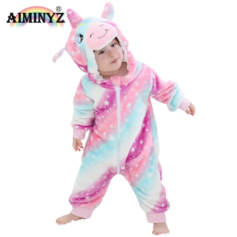 Aiminyz ชุดรอมเปอร์ผ้าสักหลาดสำหรับเด็กทารกชุดนอนใส่สบายสำหรับงานปาร์ตี้ของเด็กผ้าสักหลาดอบอุ่นนุ่ม2023
