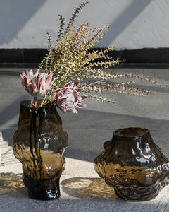 American Retro Coffee-colored Shaped Glass <b>Vase</b> Bedroom Desktop Flower Arrangement Flower <b>Vase</b> Home Decoration Glass <b>Vase</b> - Product Image 5