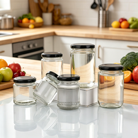 Pot en verre transparent haute transparence pour condiments, cornichons, sauce chili, pâte de bœuf, miel, confiture, bouteille de portionnement, vide et scellable