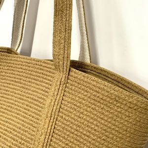 Sac à main en paille tressée pour femme, grande capacité, sac fourre-tout en papier tissé, pochette à cosmétiques, sac à bandoulière décontracté pour l'été et la plage - Product Image 3