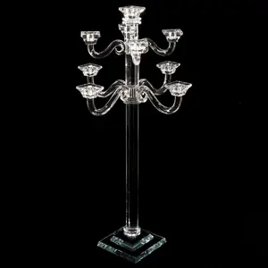 MH-Z193 9 arms candelabri di cristallo trasparente di cristallo Candelabri matrimonio alto candelabri centrotavola