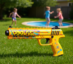 Petit pistolet à eau électrique P90 jaune, en plastique, unisexe, jouet d'extérieur - Product Image 2