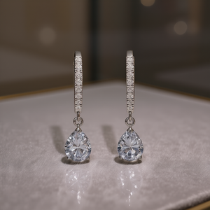 Orecchini a goccia E721 con cristalli, gioielli classici da donna per matrimonio, montatura a griffe - Product Image 2