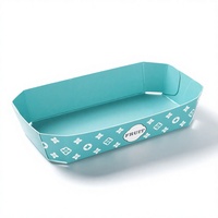 Op maat gemaakte kartonnen bootvormige wegwerpverpakkingen van kraftpapier met reliëf, voor voedselverpakkingen & trays, vers fruitverpakkingen, OEM