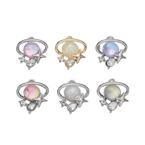 Alloy Ring Planet Pendant <b>Opal</b> Star Shape DIY Jewelry Findings For <b>Bracelet</b> Necklace Accessories 15x16.5mm - Product Image 5