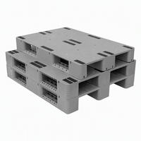 Palettes Euro industrielles robustes TBT 1210 Three Runners en plastique HDPE bleu, simple face, empilables, entrée 4 directions, charge dynamique élevée