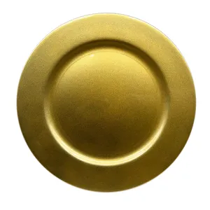 Ready To Ship 13 Inch Round Gold Charger Plates Plastic For Dinner Wedding Elegant Decoration Plates Under Plate