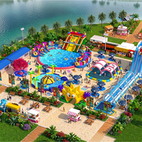 Parc aquatique mobile gonflable géant LILYTOYS, parc aquatique terrestre, grand parc aquatique à éclaboussures