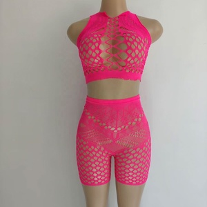 Vendita all'Ingrosso di Fabbrica Abito a Rete Trasparente Nero Rosa per Ragazze Camicia da Notte Lingerie <span class=keywords><strong>Sexy</strong></span> Bodystocking per Adulti - Product Image 5