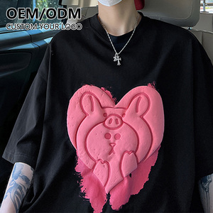 เสื้อยืดคอกลมลายกราฟิกใหม่ สดใส ระบายอากาศได้ดี เสื้อผ้าผู้ชาย พิมพ์ลายโฟมพัฟ 3 มิติ แบบกำหนดเอง - Product Image 1