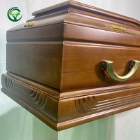 Nouveau Design Élégant Lignes Sculptées Bronze Bois Massif Paulownia Eco Cercueil Grèce Italie Pologne Tchèque Christ Style Cercueils Funéraires