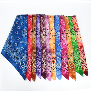 All'ingrosso 100% cotone multicolore Hip-Hop fasce Street Dance Tie-Dye fazzoletti di girasole e anacardi quadrati sciarpa bandane - Product Image 2