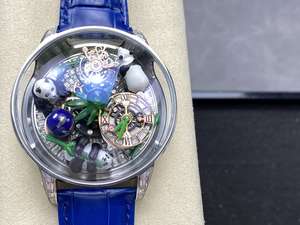 Montre mécanique haut de gamme à la mode de luxe avec design panda micro-sculpté, artisanat de tourbillon et bracelet en cuir de crocodile. - Product Image 3