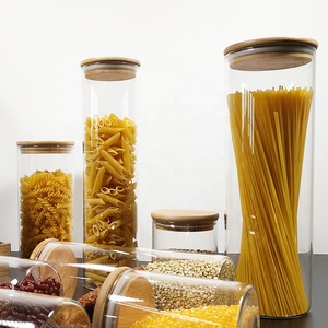 Hot Sale High Borolicicate Glass Jar Airtight Large Glass Storage Canisters Glass Jar Manufacturer with Bamboo Lid