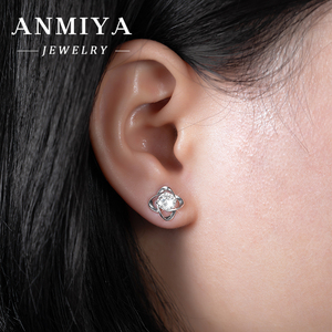 Pendientes <span class=keywords><strong>de</strong></span> Plata <span class=keywords><strong>de</strong></span> Ley S925 con Moissanita <span class=keywords><strong>de</strong></span> Corte Redondo, Diseño Deslumbrante <span class=keywords><strong>de</strong></span> Trébol <span class=keywords><strong>de</strong></span> Cuatro Hojas, Exquisita Joyería Fina para Novia, Regalo - Product Image 2