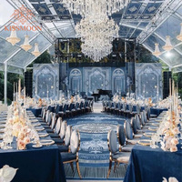 Tables et chaises de mariage en acier inoxydable bleu marine durables pour hôtels et appartements, mariages de luxe