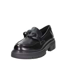 Mocassins pour femme Marco Tozzi en cuir noir à semelle épaisse, chaussures plates à enfiler - Product Image 2