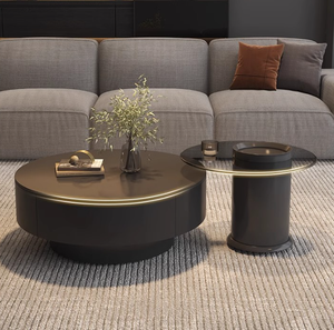 Factory Is In-stock Solid Wood <strong>Marble</strong> <strong>Coffee</strong> <strong>Table</strong> <strong>Set</strong> Is Suitable for Living Rooms and Apartments. - Product Image 2