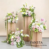 Susunan Bunga Bola Buatan dari Bunga Mawar Putih Pink, Calla Lily, dan Bunga Sutra untuk Pernikahan, Pesta, Acara, dan Panggung