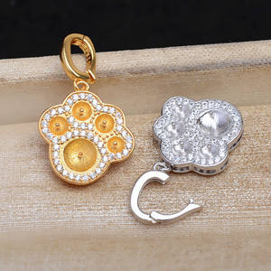 S925 Silver Pearl Accessories Universal Buckle Cat Claw Pendant Empty Stand 6-7.5mm <b>Spacers</b> for 3-4mm Beads 5713 Pendant Stand - Product Image 1