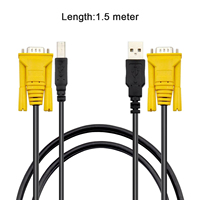 Câble de commutation KVM USB 2.0 1.5M avec convertisseur adaptateur coaxial mâle VGA 15Pin gaine PVC pour PC ordinateur imprimante moniteur projecteur