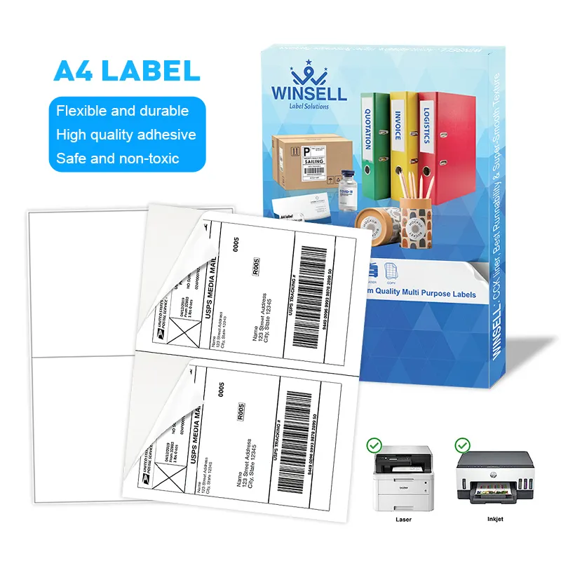 A4 Or Roll Coated Label Printer Cartoon Packaging Self Adhesive Copper Waterproof Paper Custom Logo Sticker