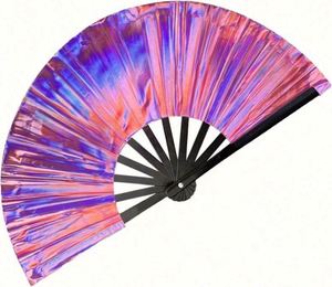 Éventail de Kung Fu d'art populaire de 13 pouces en gros, best-seller, en PVC imprimé, avec poignée en bambou blanc et noir, cadeaux promotionnels peints - Product Image 3
